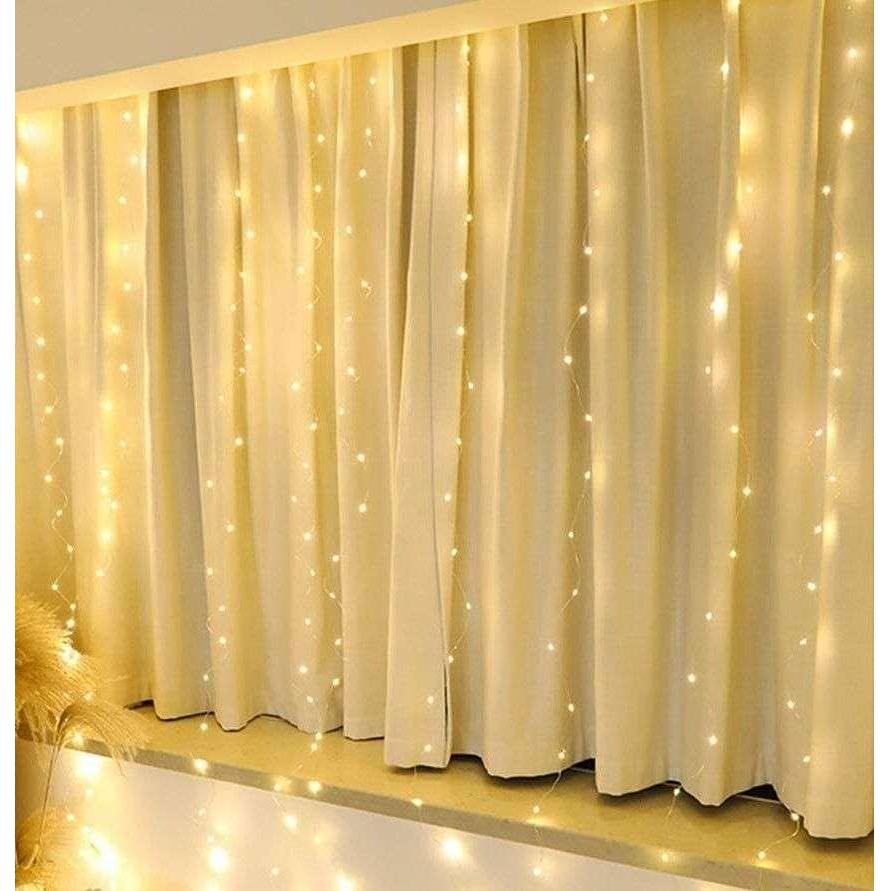 300 LEDs Window Curtain Fairy Lights 8 Modes and Remote Control for Bedroom (Warm White, 300 x 300cm)