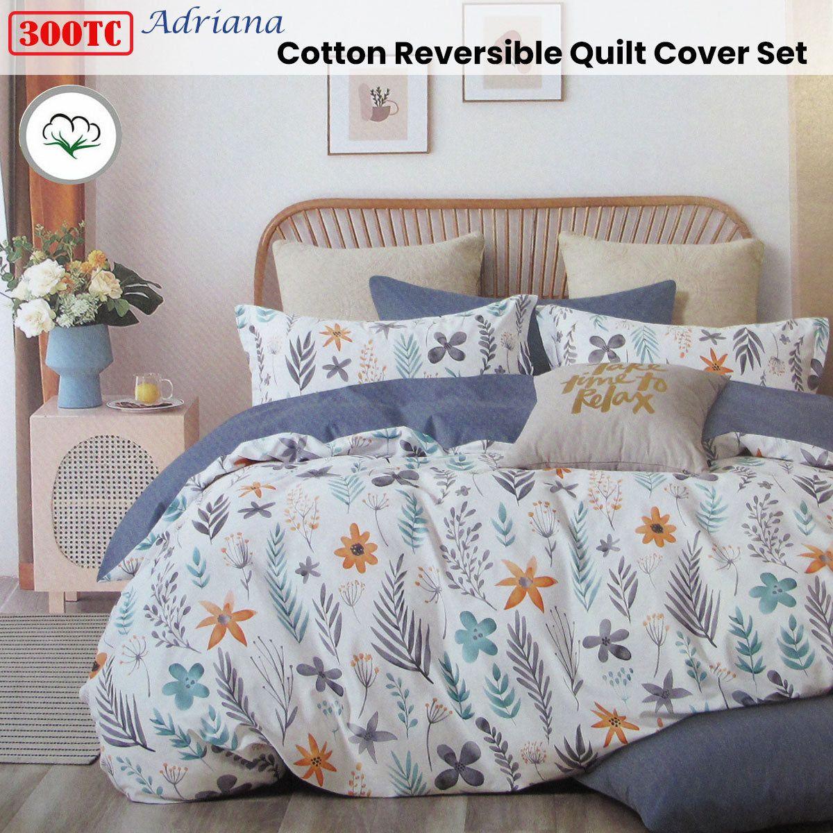 300TC Adriana Reversible Cotton Quilt Cover Set King - Magdasmall