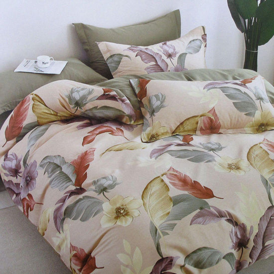 300TC Bahamas Taupe Reversible Cotton Quilt Cover Set King - Magdasmall