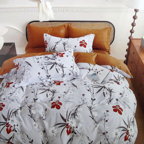 300TC Boronia Silver Reversible Cotton Quilt Cover Set King - Magdasmall