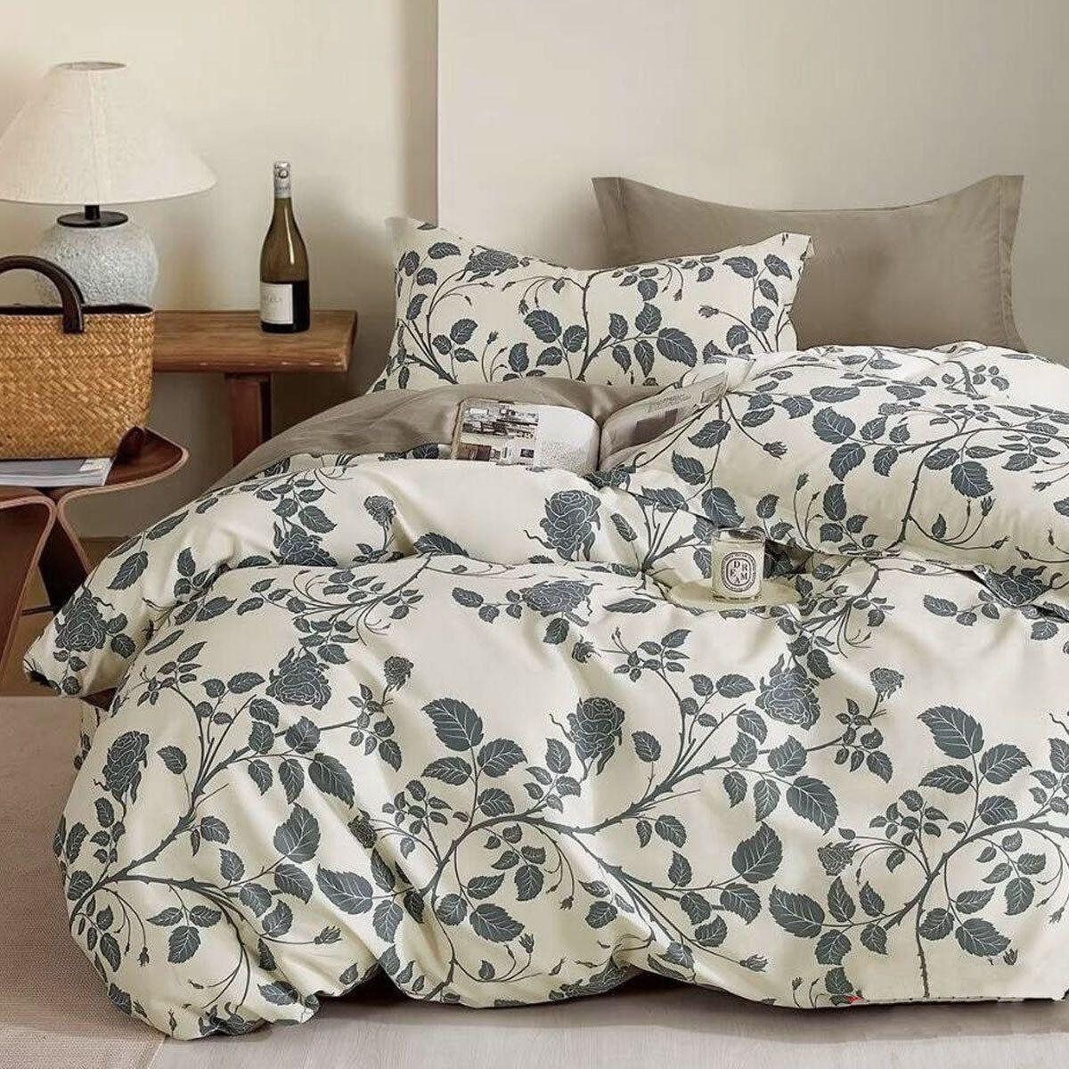 300TC Elisabeth Reversible Cotton Quilt Cover Set Queen - Magdasmall