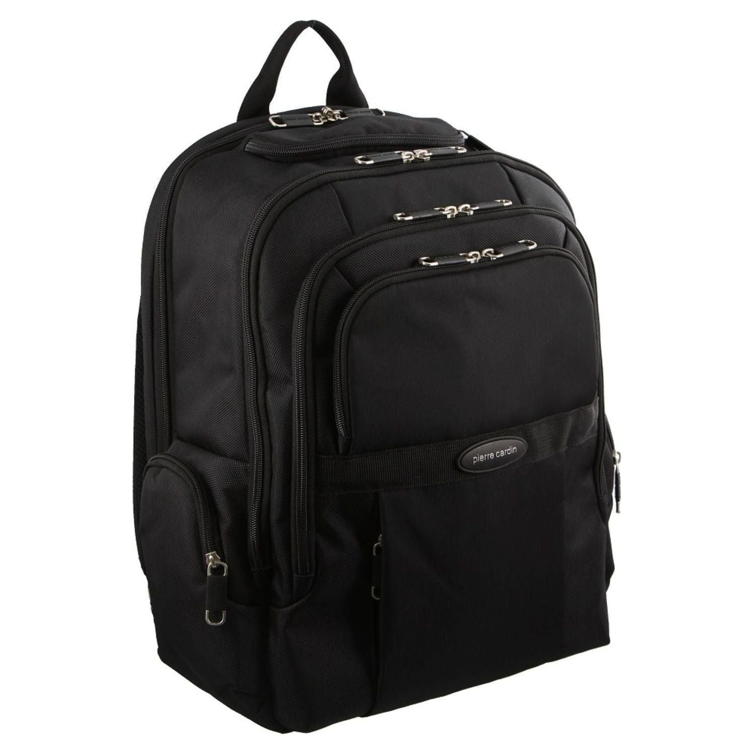 30L Pierre Cardin Large Padded Backpack Bag w Laptop Sleeve Travel Luggage - Black - Magdasmall