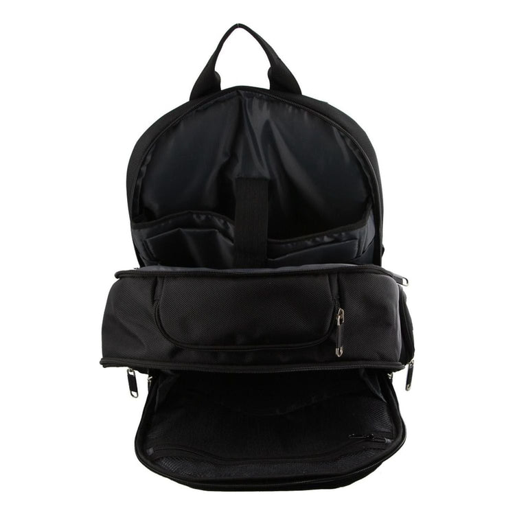 30L Pierre Cardin Large Padded Backpack Bag w Laptop Sleeve Travel Luggage - Black - Magdasmall
