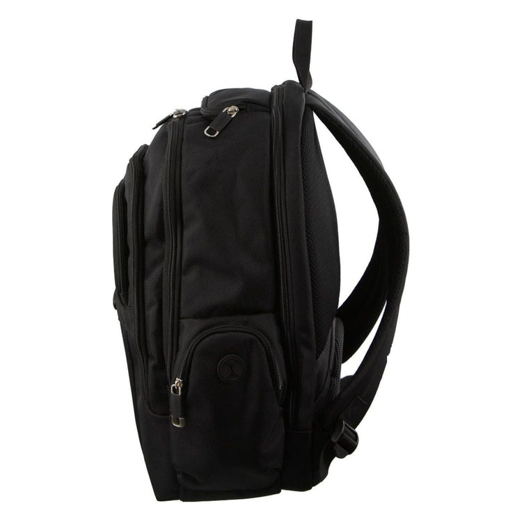 30L Pierre Cardin Large Padded Backpack Bag w Laptop Sleeve Travel Luggage - Black - Magdasmall