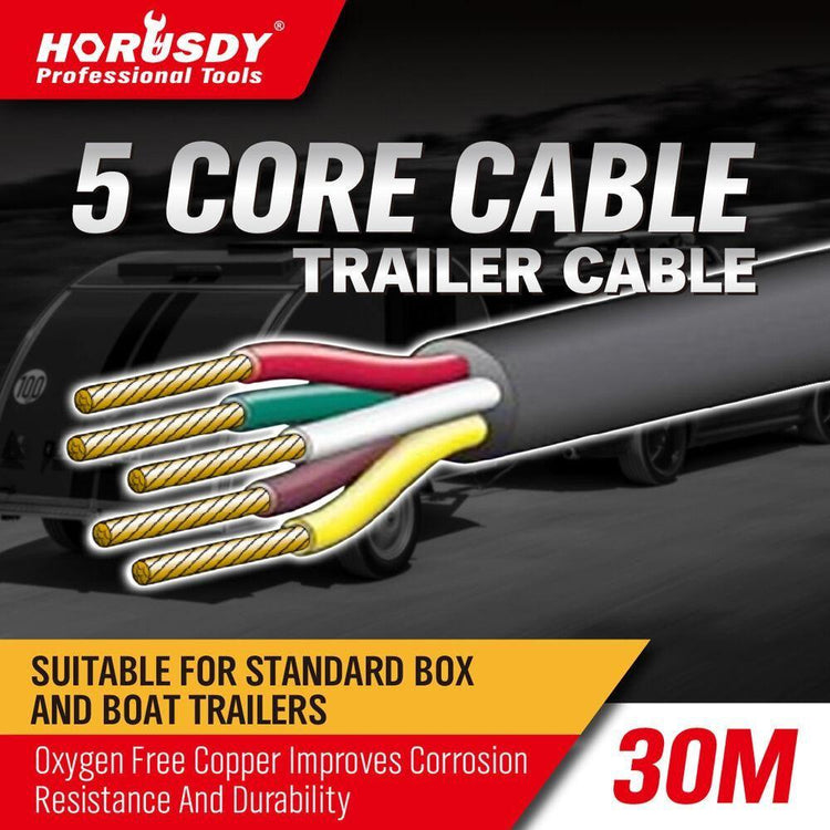 30M x 5 Core Wire Cable Trailer Cable Automotive Boat Caravan Truck Coil V90 PVC - Magdasmall