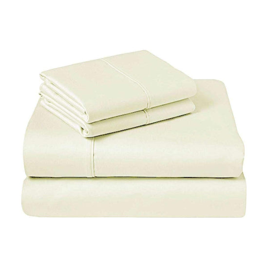 310TC Fusion Cotton Percale Sheet Set Ivory King - Magdasmall