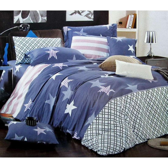 310TC Starry Love Cotton Printed Quilt Cover Set Single - Magdasmall