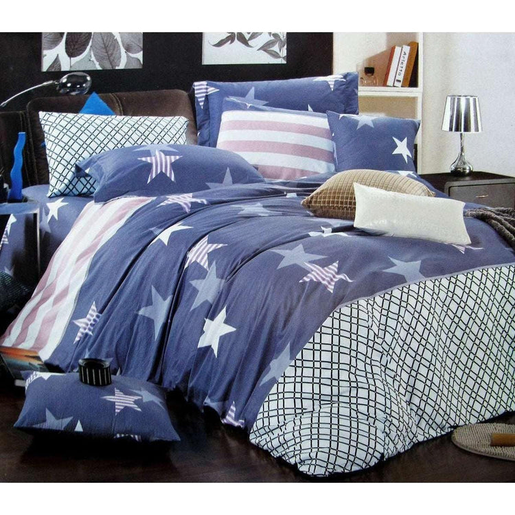 310TC Starry Love Cotton Printed Quilt Cover Set Single - Magdasmall