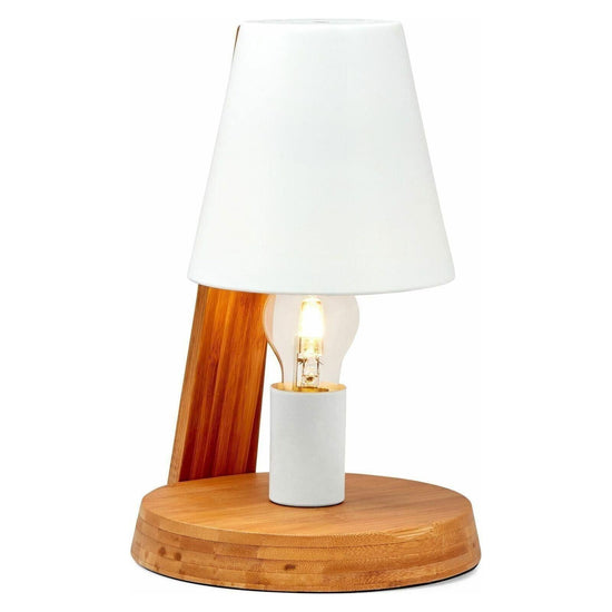 32cm Wooden Base Modern Desk Table Lamp Light Metal Shade Designer - White - Magdasmall