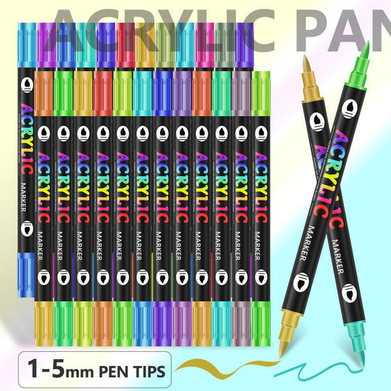 36-Pack Dual-Tip Acrylic Paint Markers - 72 Vibrant Colors, Waterproof & Quick-Dry for Art Projects - Magdasmall
