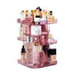 360 Rotating Large Capacity Makeup Organizer for Bedroom and Bathroom (Pink)