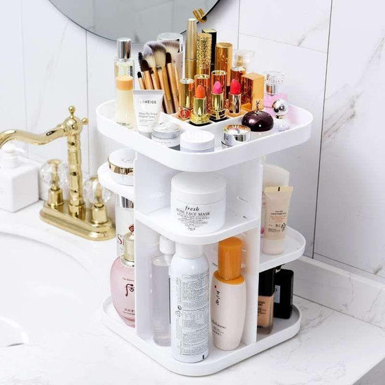 360 Rotating Large Capacity Makeup Organizer for Bedroom and Bathroom (White) - Magdasmall
