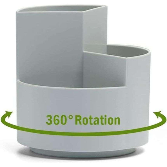 360 degree rotating multi-functional pen holder with 3 separate layer for office desk organiser (Grey) - Magdasmall