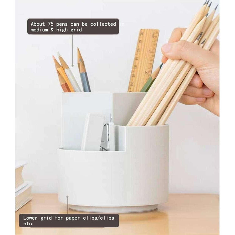 360 degree rotating multi-functional pen holder with 3 separate layer for office desk organiser (Pink) - Magdasmall