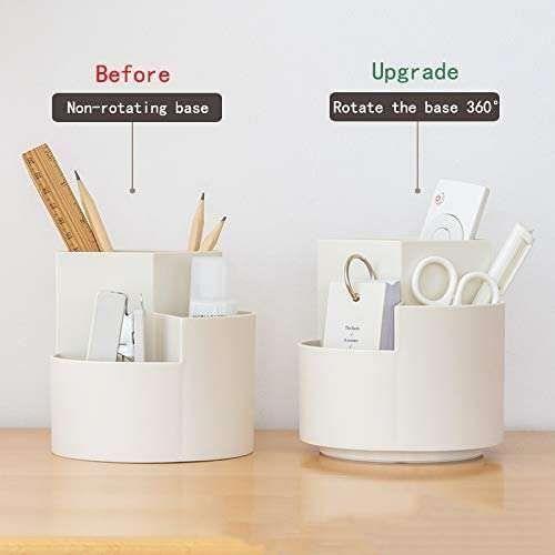 360 degree rotating multi-functional pen holder with 3 separate layer for office desk organiser (Pink) - Magdasmall