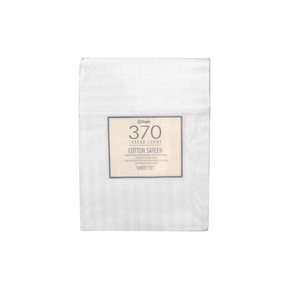 370TC White Self-striped Cotton Sateen Sheet Set King - Magdasmall