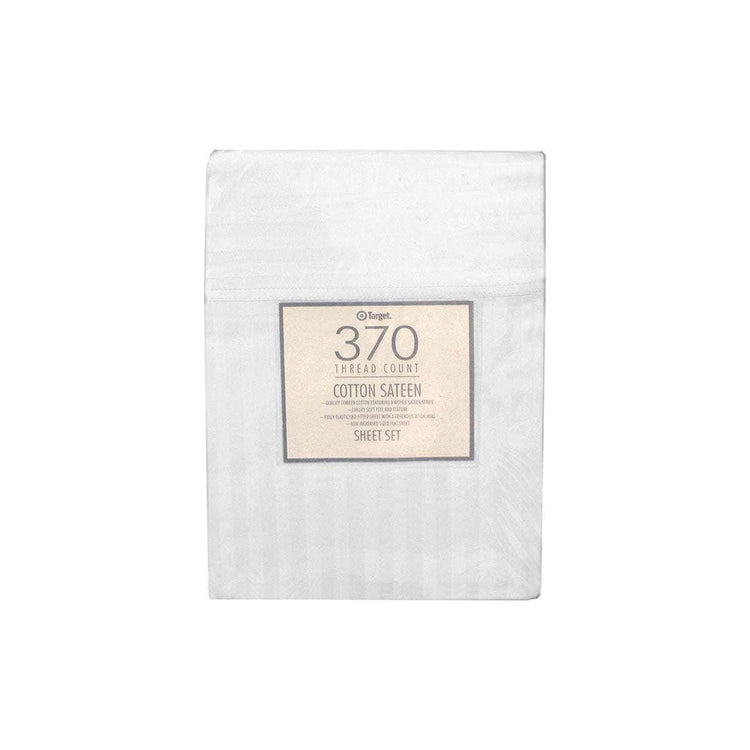 370TC White Self-striped Cotton Sateen Sheet Set King - Magdasmall