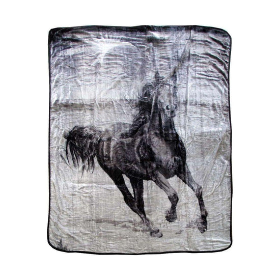 375gsm 1 Ply 3D Print Faux Mink Blanket Queen 200x240 cm Galloping Horse - Magdasmall