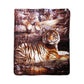 375gsm 1 Ply 3D Print Faux Mink Blanket Queen 200x240 cm Tiger Family - Magdasmall