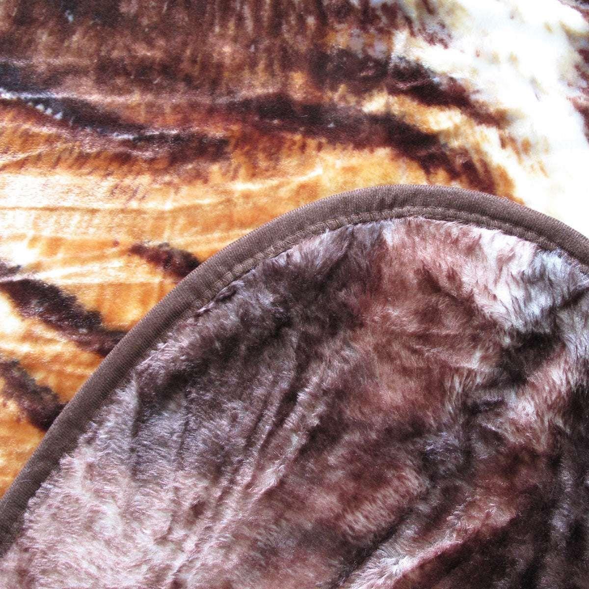 375gsm 1 Ply 3D Print Faux Mink Blanket Queen 200x240 cm Tiger Family - Magdasmall