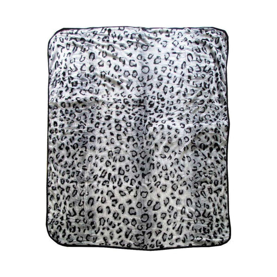 375gsm 1 Ply Animal Print Faux Mink Blanket Queen 200x240 cm Snow Leopard - Magdasmall