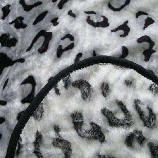 375gsm 1 Ply Animal Print Faux Mink Blanket Queen 200x240 cm Snow Leopard - Magdasmall