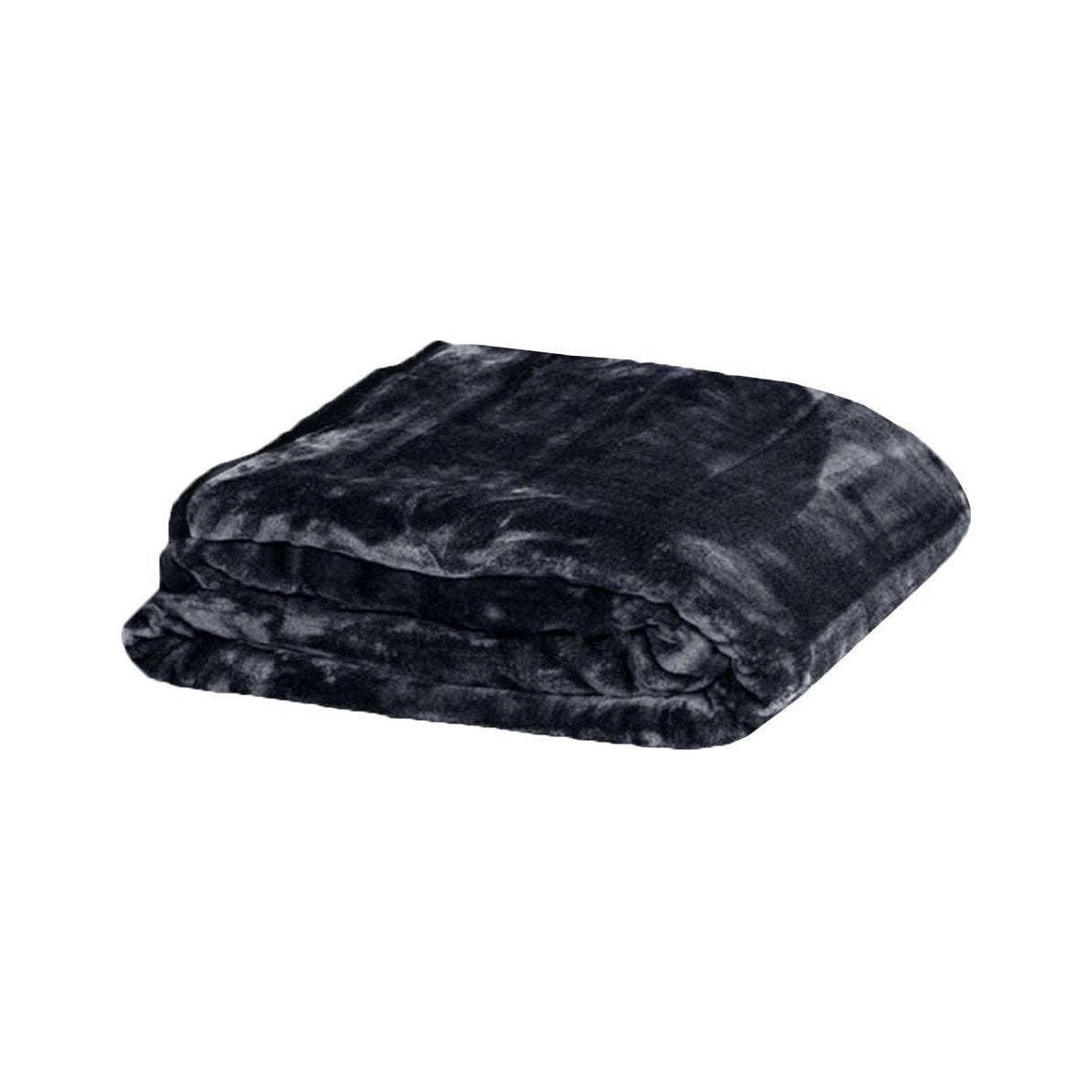 375gsm 1 Ply Solid Faux Mink Blanket Queen 200x240 cm Charcoal - Magdasmall