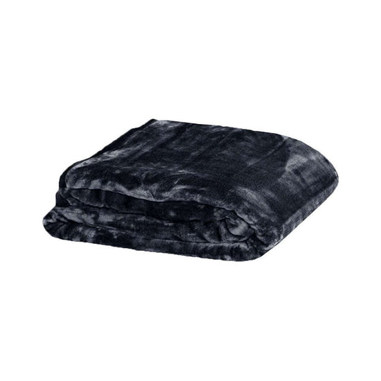 375gsm 1 Ply Solid Faux Mink Blanket Queen 200x240 cm Charcoal - Magdasmall