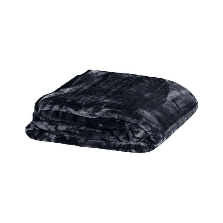 375gsm 1 Ply Solid Faux Mink Blanket Queen 200x240 cm Charcoal - Magdasmall