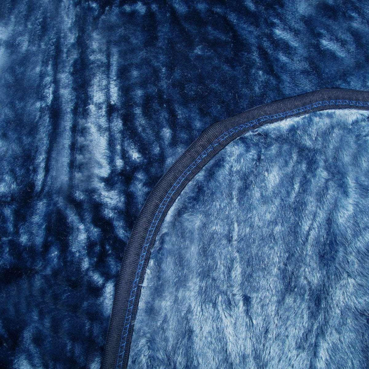 375gsm 1 Ply Solid Faux Mink Blanket Queen 200x240 cm Navy - Magdasmall