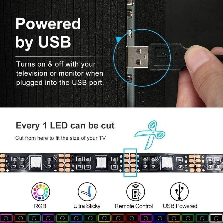 3M LED Strip Lights Rope Light for TV, Gaming and Computer (Lights Strip App with Remote Control) - Magdasmall