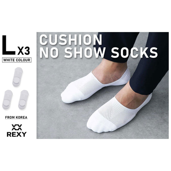3X Rexy Cushion No Show Ankle Socks Large Non-Slip Breathable WHITE - Magdasmall