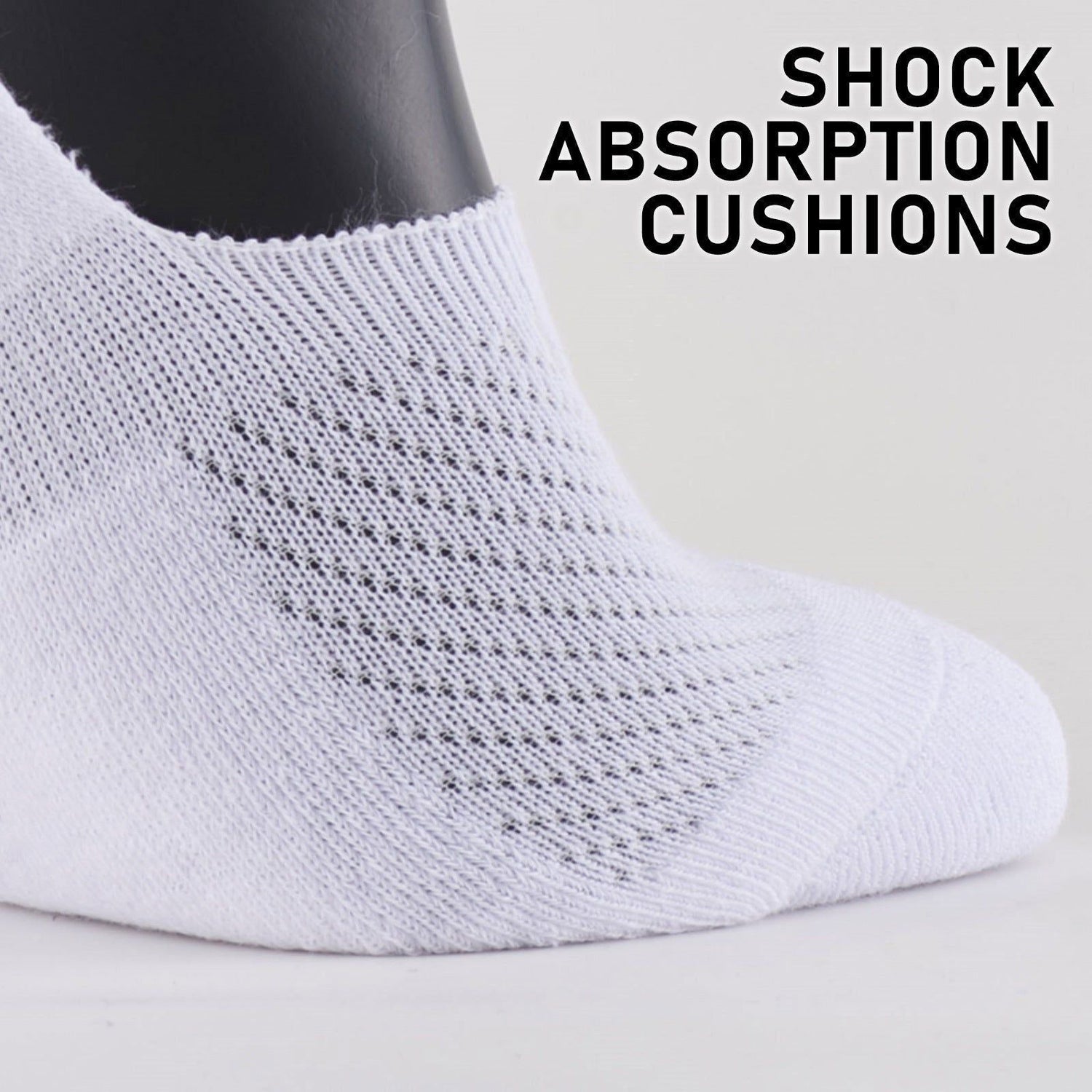 3X Rexy Cushion No Show Ankle Socks Medium Non-Slip Breathable WHITE - Magdasmall