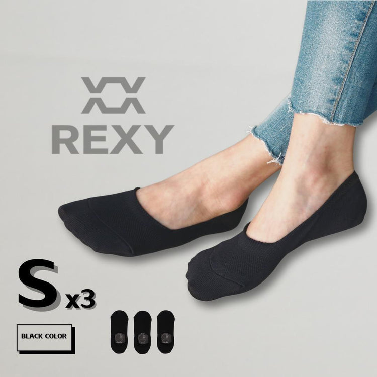 3X Rexy Cushion No Show Ankle Socks Small Non-Slip Breathable BLACK - Magdasmall