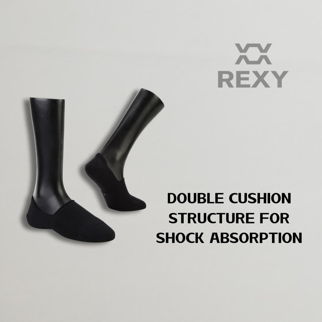 3X Rexy Cushion No Show Ankle Socks Small Non-Slip Breathable BLACK - Magdasmall