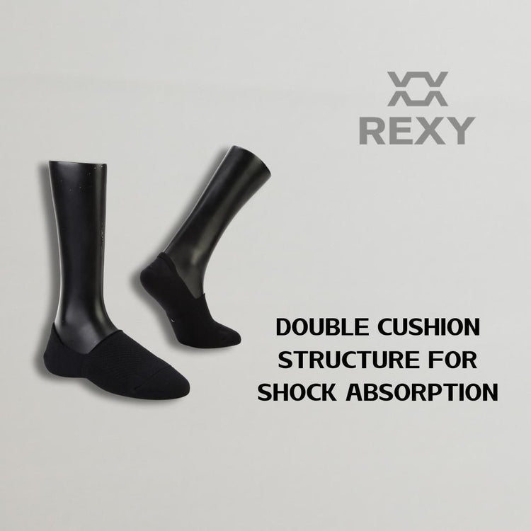 3X Rexy Cushion No Show Ankle Socks Small Non-Slip Breathable BLACK - Magdasmall