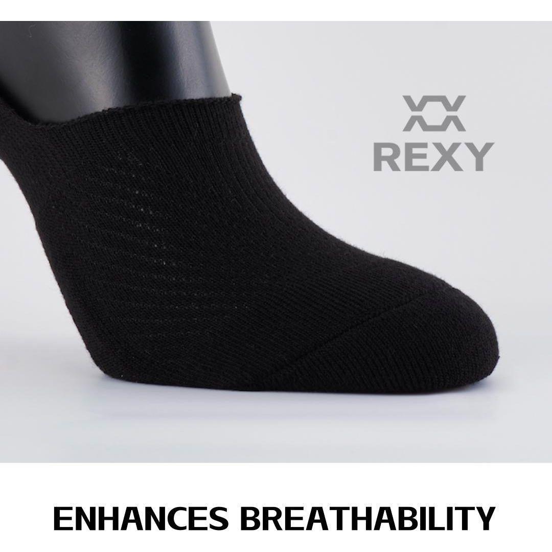 3X Rexy Cushion No Show Ankle Socks Small Non-Slip Breathable BLACK - Magdasmall