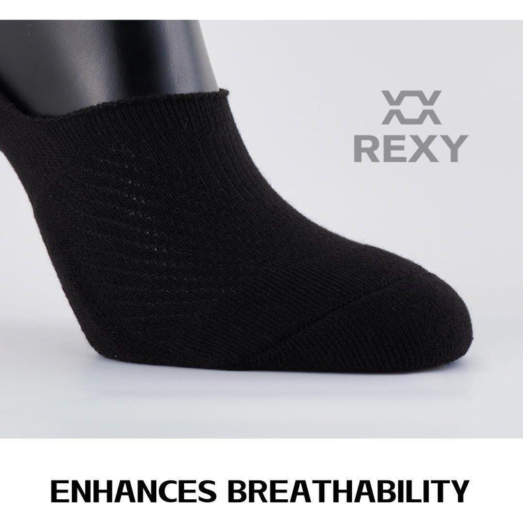 3X Rexy Cushion No Show Ankle Socks Small Non-Slip Breathable BLACK - Magdasmall