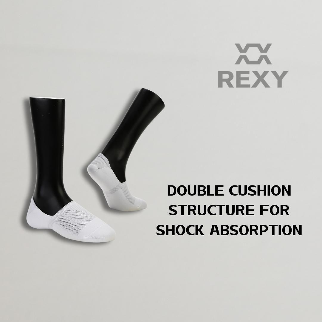 3X Rexy Cushion No Show Ankle Socks Small Non-Slip Breathable WHITE - Magdasmall