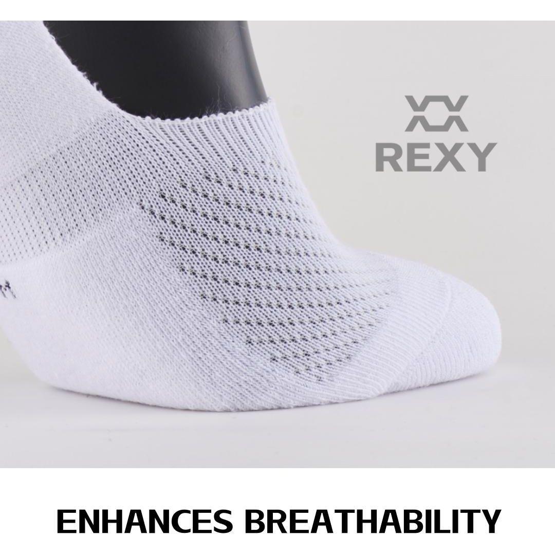 3X Rexy Cushion No Show Ankle Socks Small Non-Slip Breathable WHITE - Magdasmall
