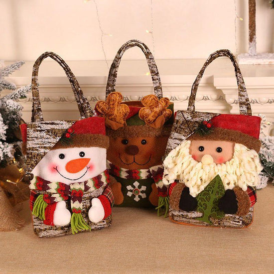 3 PCS Christmas Gift Bags - Santa, Snowman, and Reindeer Design for Holiday Treats and Presents - Magdasmall