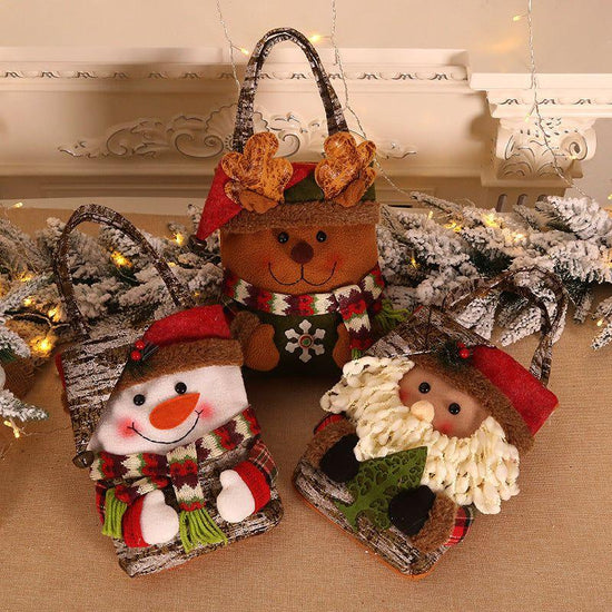 3 PCS Christmas Gift Bags - Santa, Snowman, and Reindeer Design for Holiday Treats and Presents - Magdasmall