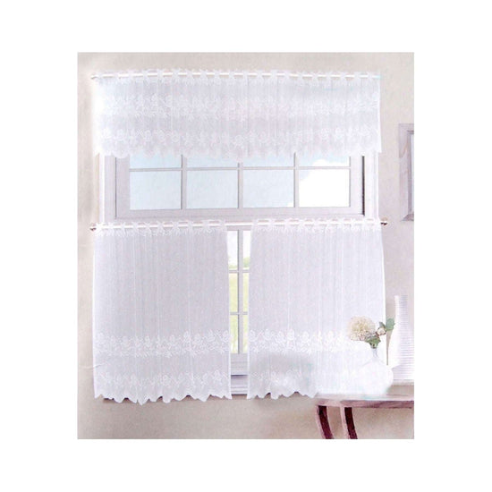 3 Pce Cafe Rose Lace Curtain Set - Magdasmall