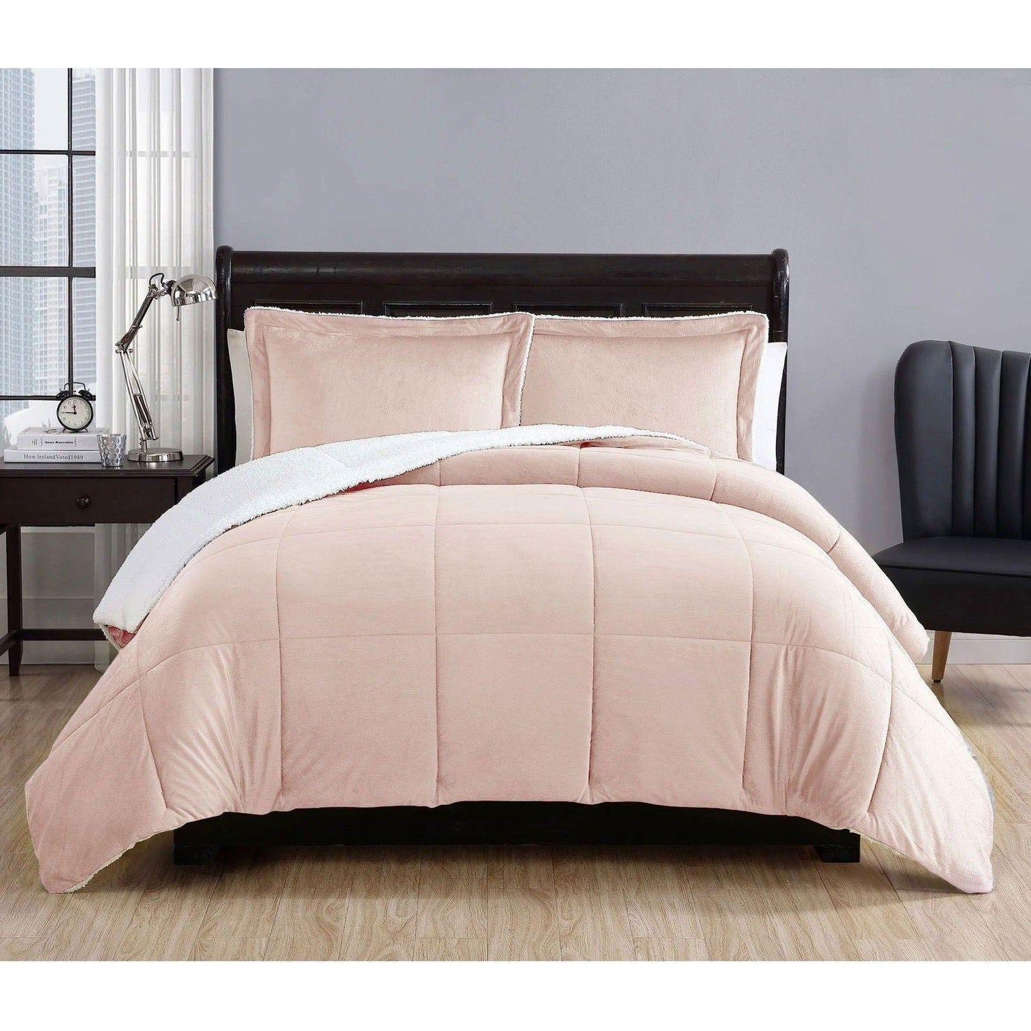 3 Piece Micro Mink Comforter Set Apricot Queen - Magdasmall