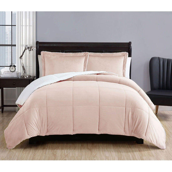 3 Piece Micro Mink Comforter Set Apricot Queen - Magdasmall