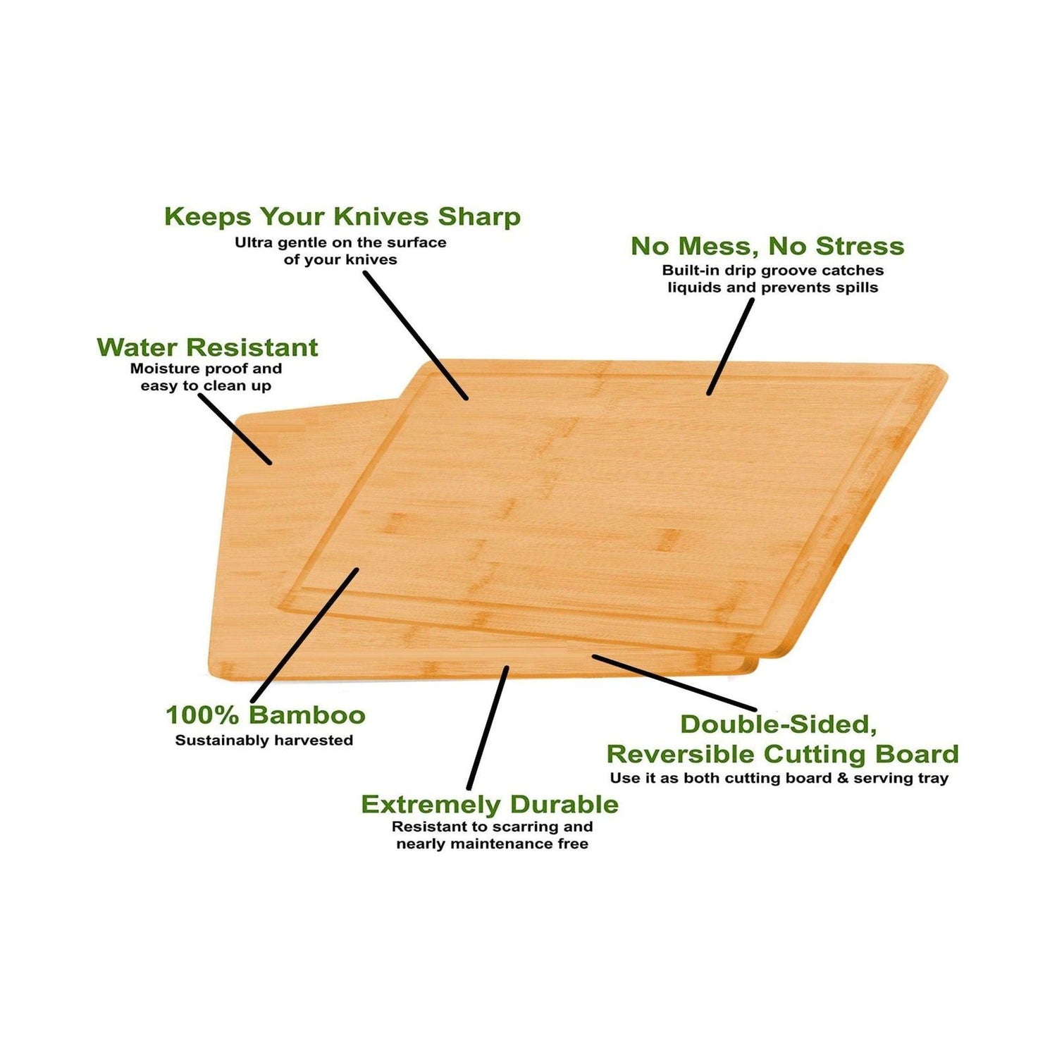 3 Pieces Bamboo Cutting Board with Juice Groove and Mobile Holder included for Home Kitchen - Magdasmall