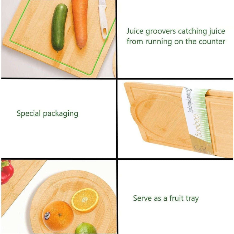 3 Pieces Bamboo Cutting Board with Juice Groove and Mobile Holder included for Home Kitchen - Magdasmall
