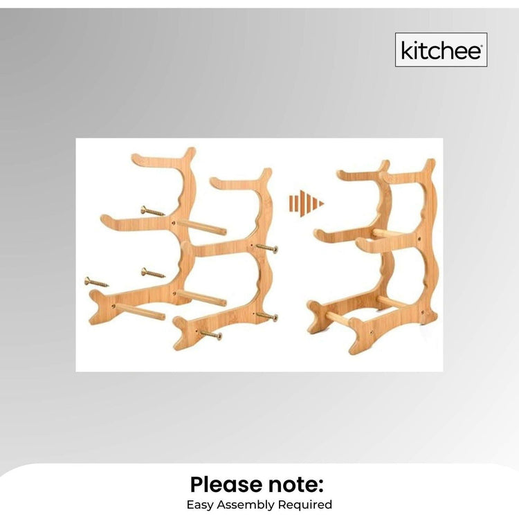 3 Tier Porcelain Fruit Bowl - Ceramic Vegetable Storage With Bamboo Stand - Magdasmall