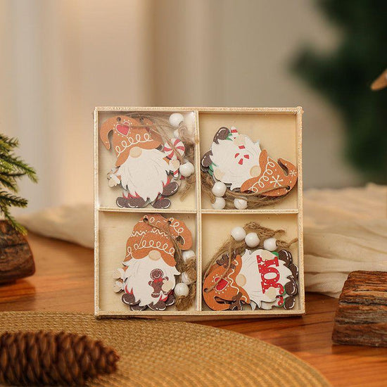 3 boxe style a set New Christmas Decorations, Small Wooden Pendants, Christmas Tree Decorations, 12 Wooden Box Packaging Pendants - Magdasmall