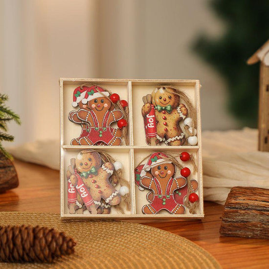 3 boxe style a set New Christmas Decorations, Small Wooden Pendants, Christmas Tree Decorations, 12 Wooden Box Packaging Pendants - Magdasmall